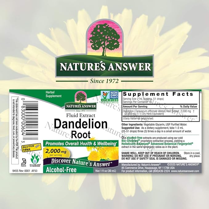 Nature's Answer Dandelion Root (Alcohol Free) 1 fl.oz ????? [Parallel Import] - BeesActive Australia