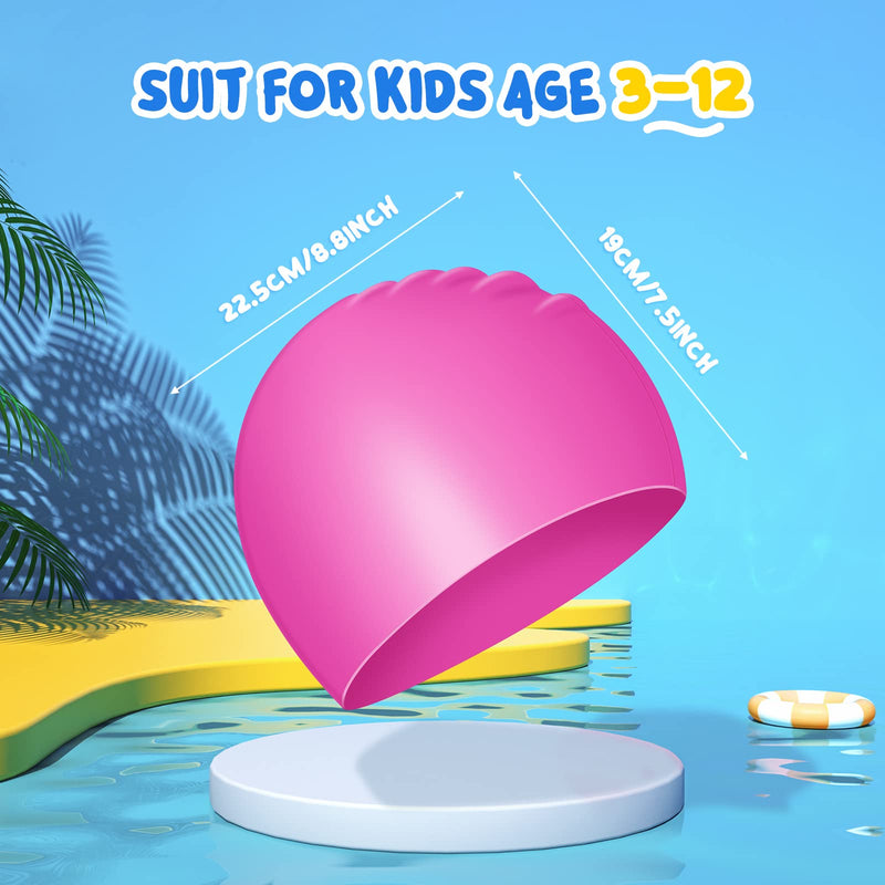 Swim Cap Kids, 2 Pack Durable Silicone Swimming Caps for Kids Youths, 3D Ergonomic Design Fit for Children and Teens (Age 3-8), Comfortable Fit for Long Hair & Short Hair - BeesActive Australia
