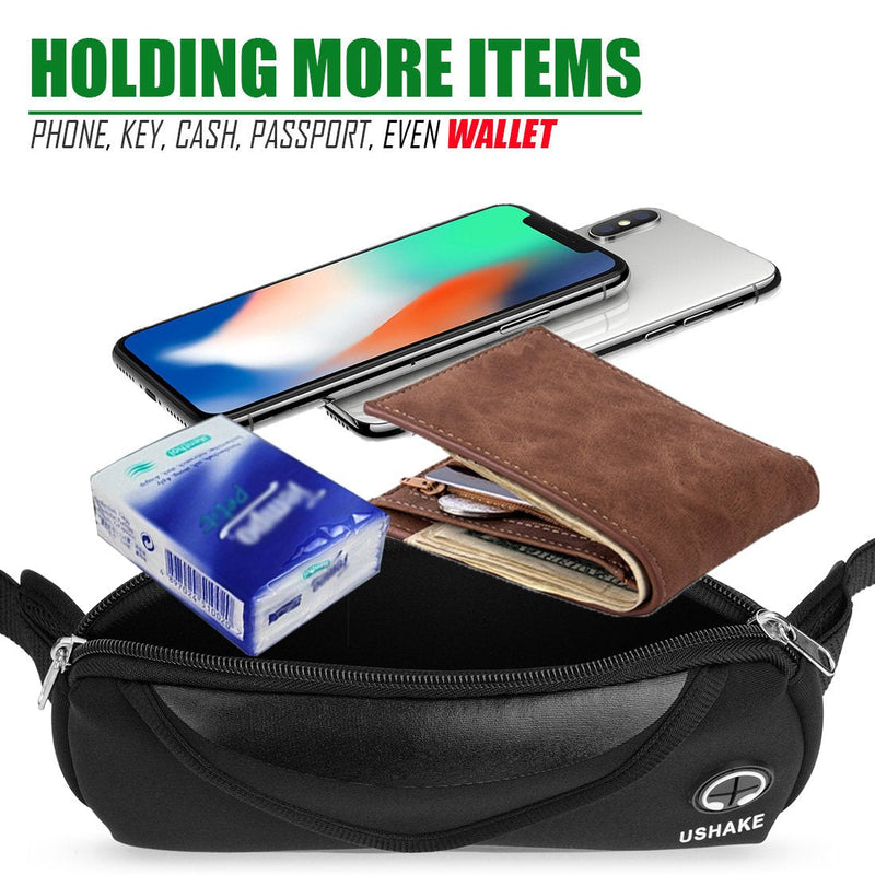 USHAKE Running Belt with Extender Belt, Bounce Free Pouch Bag, Fanny Pack Workout Belt Sports Waist Pack for Apple iPhone Samsung Note Galaxy in Running Walking Cycling-05BK - BeesActive Australia