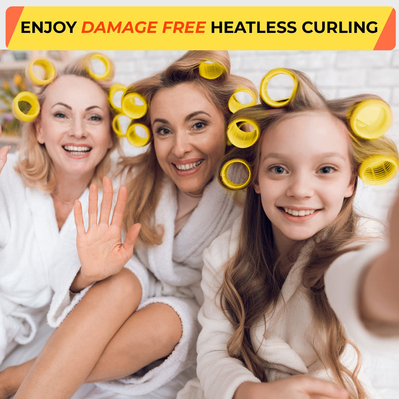 Large Hair Rollers with Clips - Self Grip Jumbo/Big Curlers Rollers for Hair Volume, 18 Pack, 3 Sizes (6 Pcs Each) with 12 Hair Roller Clips - BeesActive Australia
