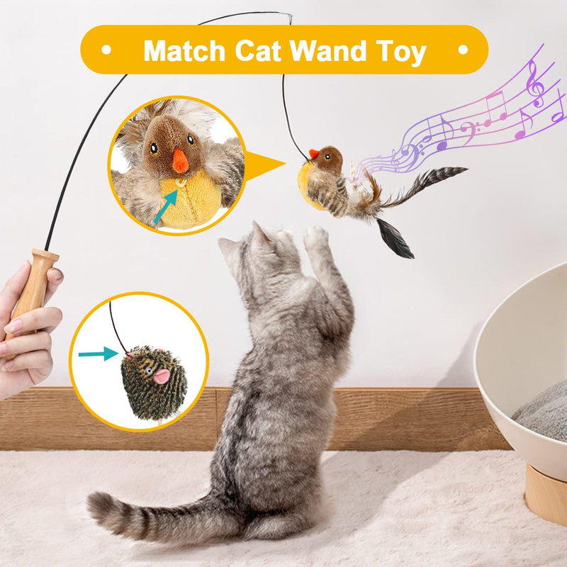 2 Pack Cat Toys for Indoor Cats Interactive Feather Toy Chirping Birds Squeaking Pet Toys Animal Sound Melody Chaser Mouse Squeak Kitten Toy for Boredom - BeesActive Australia