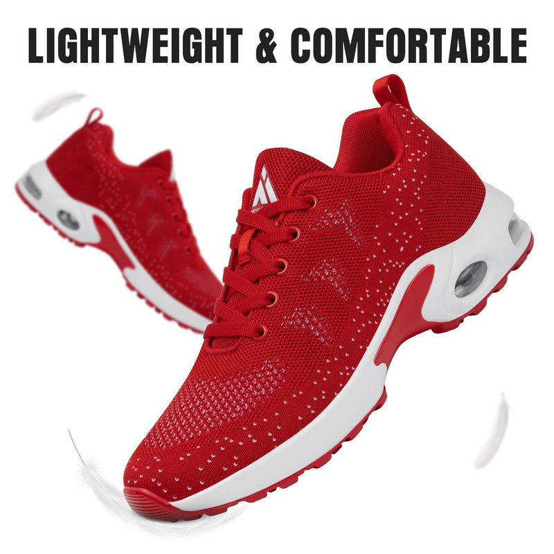 Mishansha Women's Walking Shoes Lightweight Air Cushion Running Jogging Sneakers 5.5 Apple Red - BeesActive Australia