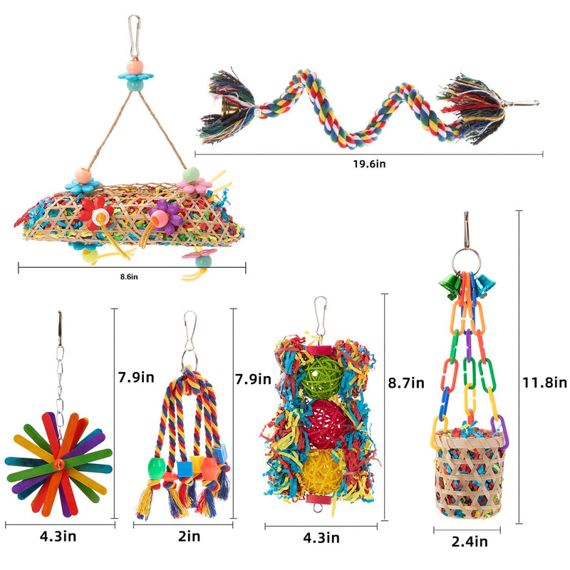 RLRICH Bird Colorful Chewing Toys Parrot Foraging Shredder Toys Shred Hanging Foraging Toys,Comfy Perch Parrot Toys for Rope Bungee Bird Toy 6 PACK - BeesActive Australia