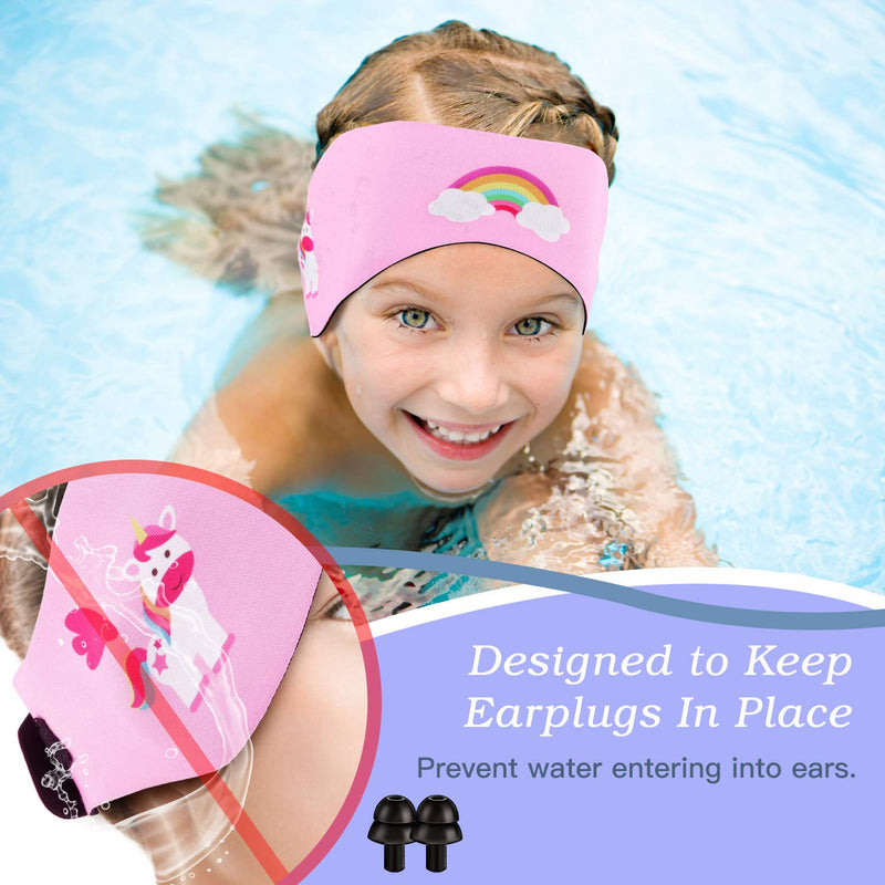 HeySplash Swimming Headband, Ear Band Swimmer Ear Protection, Elastic Neoprene Ear Guard and Hair Guard for Kids, Toddlers and Adults, Designed to Keep Water Out and Hold Earplugs in Pink Small (Pack of 1) - BeesActive Australia
