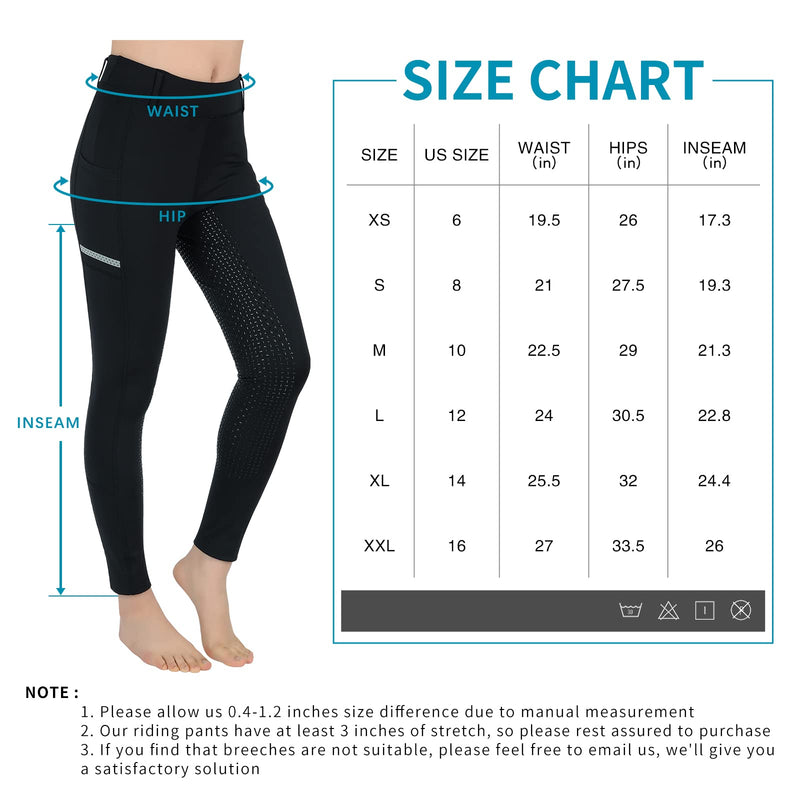 SPOEAR Horse Riding Pants Equestrian Girls Full Seat Silicone Breeches Kids Pull-On Horseback Riding Tights Pockets Black X-Small - BeesActive Australia