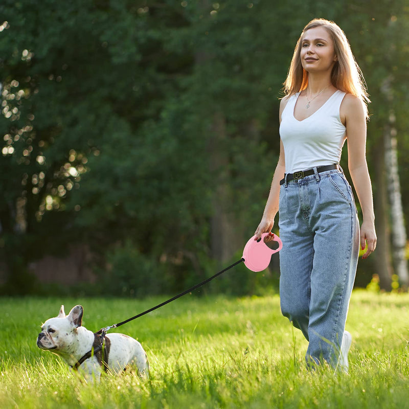Automatic Retractable Dog Leash,16-Foot Upgraded Version Buckle Lock,360° Tangle Free,One-Hand Brake, Pause, Lock Suitable for Small and Medium Sized Dogs Pink - BeesActive Australia