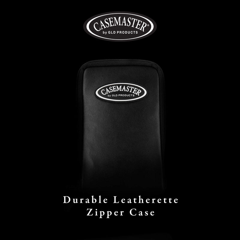 Casemaster Mini Pro Black Leatherette Dart Case with Room for 6 Darts, Steel Tip or Soft Tip, with Slim Profile Leather-Like Covering and Built-in Pockets for Flights, Shafts and Tips - BeesActive Australia