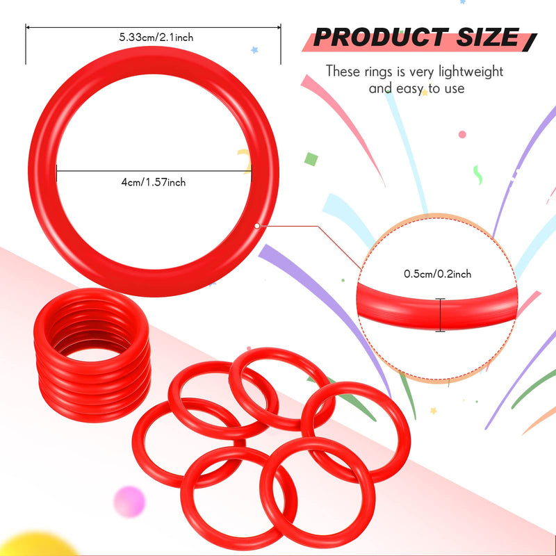 12 Pieces Ring Toss Rings for Bottles Red Plastic Rings for Ring Toss Plastic Bottle Ring Toss Game Carnival Games Wine Toss Rings Small Fun Target Ring Toss Rings for Backyard Outdoor Parties, 2 Inch - BeesActive Australia