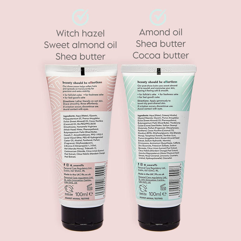 FFS Beauty Remove and Soothe Shaving Bundle for Women - Moisturising Shave Cream and Repairing Post Shave Balm with Manuka Honey - 100ml - 2pcs - BeesActive Australia