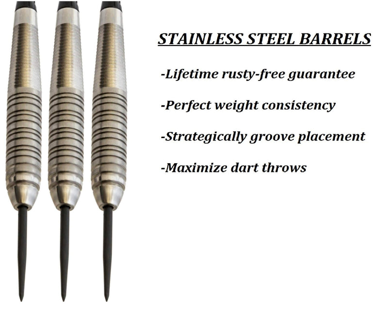 [AUSTRALIA] - SHOT TAKER CO. EST. 2017 Professional Stainless Steel Tip Darts Set | 6 Stainless Steel Barrels 22g | 6 Aluminum Shafts 48mm | 8 Flights Standard | 1 Darts Sharpener | 1 Stylish Case Red Skull 21g 