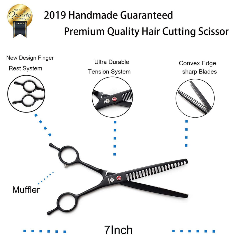 Dream Reach Professional Pet 7.0 Inches Cat Dog Grooming Shears Scissors, Straight, Curved, Thinning/Blending/Chunking Scissors Kit Chunker Shear - BeesActive Australia