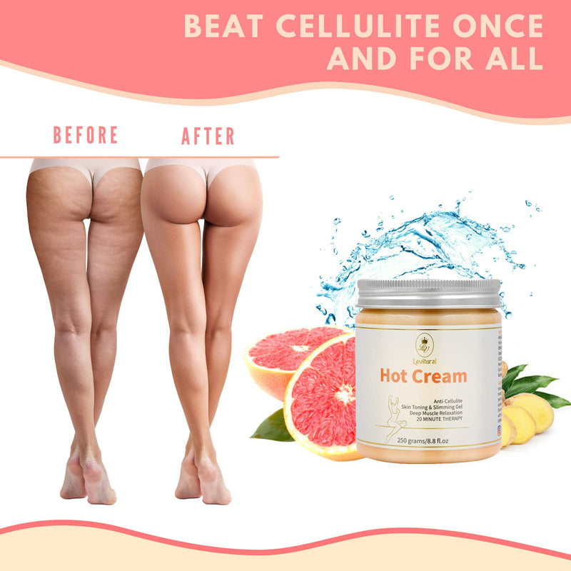 Levitural Anti-Cellulite Slimming Hot Cream Deep Muscle Relaxation Therapy Sweat Workout Enhancer Body Firming Slimming Anti Aging Effect Fat Burner 8.8fl.oz - BeesActive Australia