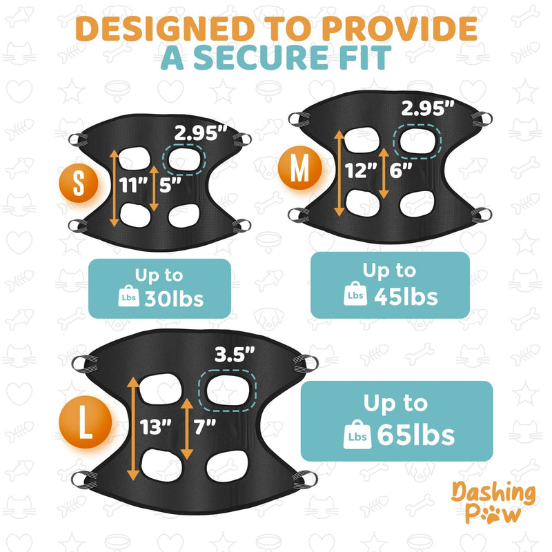 Dashing Paw Dog Grooming Hammock – Sturdy & Safe Dog Hammock for Grooming with Durable Carabiner Clips & Straps – Soft, Comforting Dog Grooming Harness – Pet Grooming Hammock + Nail Trimmer Medium Black - BeesActive Australia