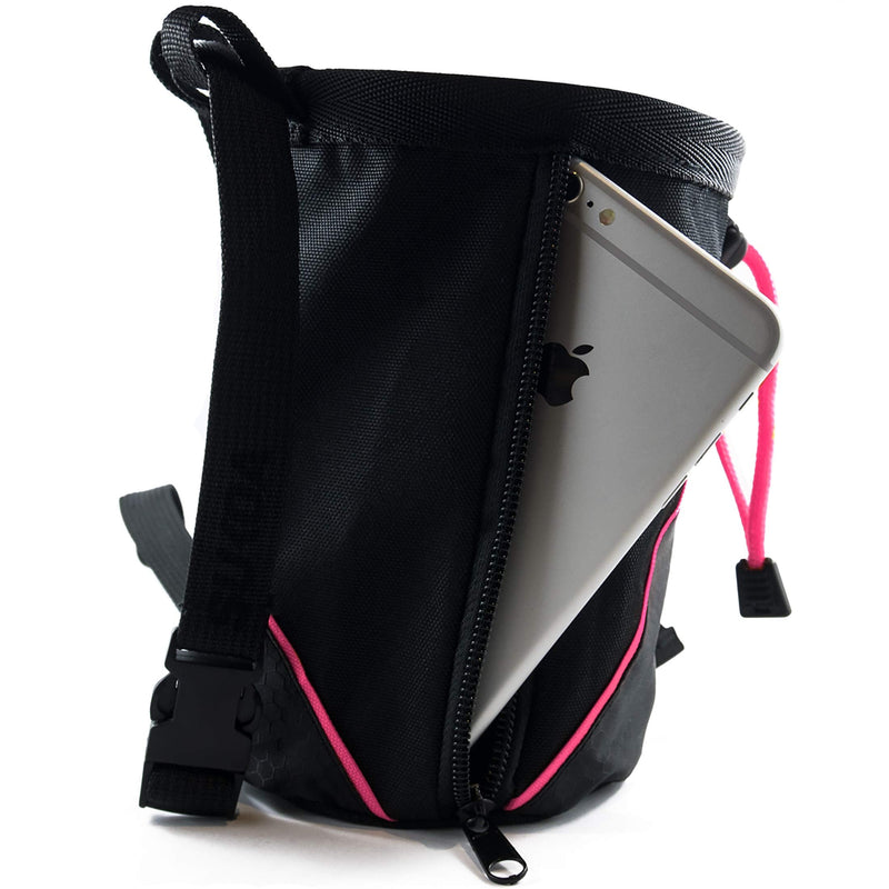 Sukoa Chalk Bag for Rock Climbing - Bouldering Chalk Bag Bucket with Quick-Clip Belt and 2 Large Zippered Pockets - Rock Climbing Gear Equipment Sukoa Pink - BeesActive Australia