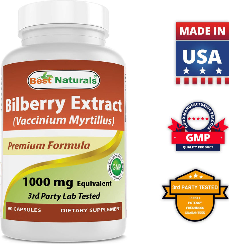 Best Naturals Bilberry Extract 1000mg for Healthy Vision, 90 Count (90 Count (Pack of 1)) 90 Count (Pack of 1) - BeesActive Australia