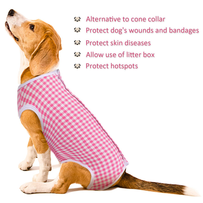 Kuoser Surgical Recovery Suit for Dogs Cats, Pet T-Shirt After Surgery Wear for Dogs, Dog Professional Recovery Suit Comfortable E Collar Alternative, Prevent Licking Onesies Pet Surgery Recovery Suit Medium (Pack of 1) Pink - BeesActive Australia
