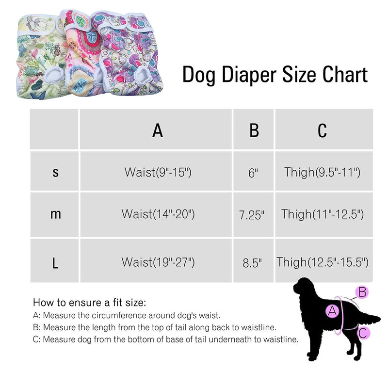 Cilkus Washable Dog Diapers Female for Small Dogs(3 Pack) of Durable Doggie Diapers, Premium Female Dog Diapers L (19"-27")Waist - BeesActive Australia