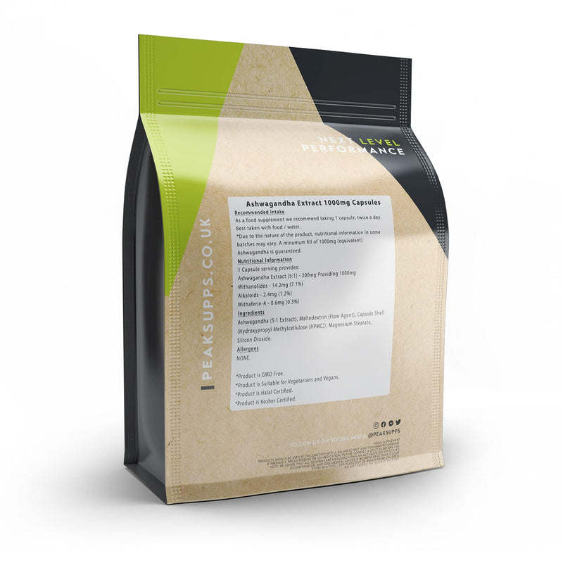 Ashwagandha Extract 1000mg Capsules - Energy - Adaptogen - 7% Withanolides (90) 90 Capsules - BeesActive Australia