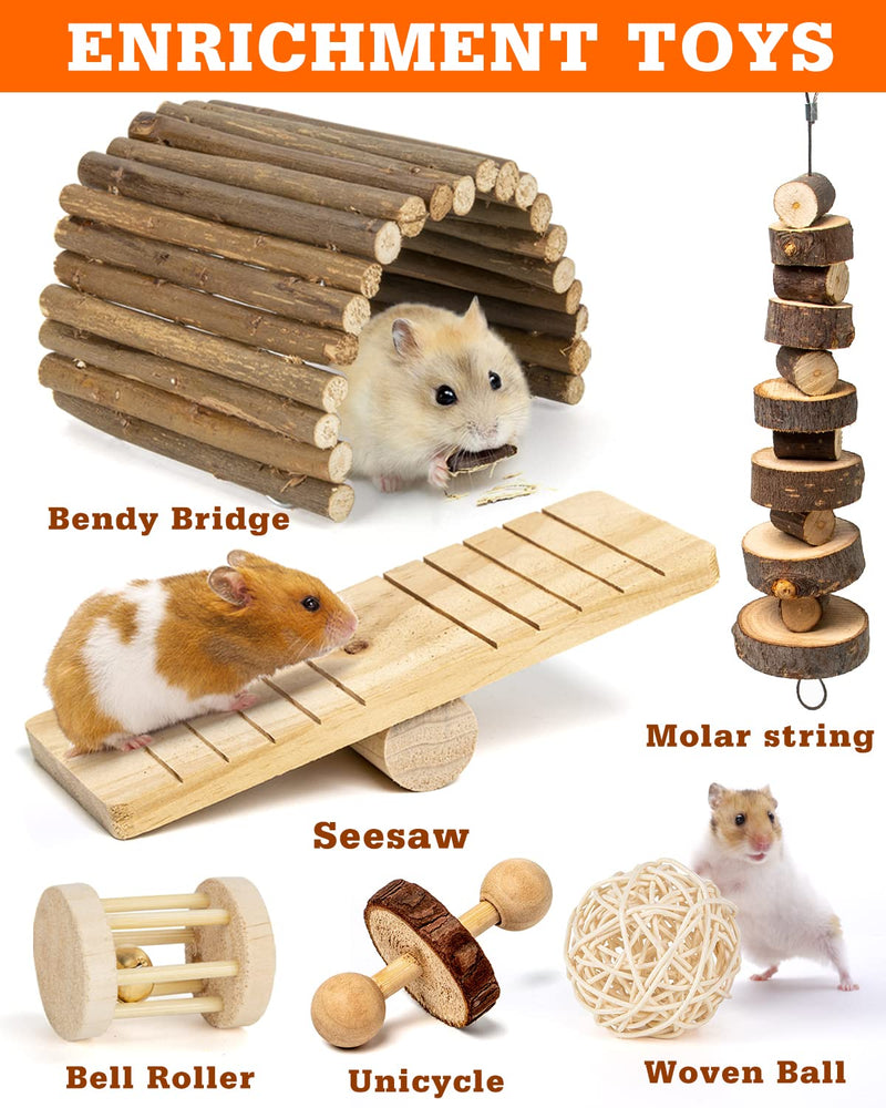 Sofier Hamster Toys Guinea Pig Toys Hamster Accessories Natural Chews for Teeth Rabbit Bunny Rat Chinchilla Wood Hamster Hideout Apple Wood Timothy Hay Sticks - BeesActive Australia