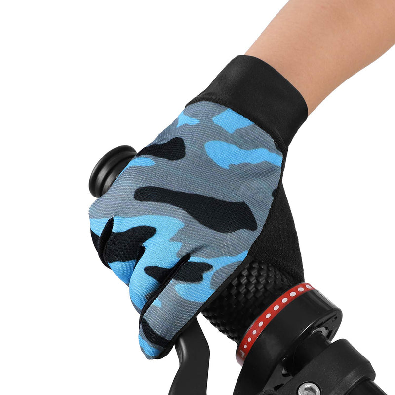 Accmor Kids Cycling Gloves, Kids Fishing Gloves, 4-10 Years Boys Girls Kids Sport Gloves, Breathable Non-Slip Full Finger Gloves for Child Cycling Climbing Riding Biking Outdoor Sports B-Blue Grey - BeesActive Australia