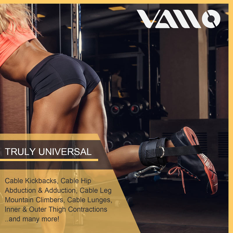 VAIIO Ankle Straps for Cable Machines,Adjustable Comfort fit Neoprene, Reinforce Double D-Ring - Premium Ankle Cuffs to Improve Abdominal Muscles, Lift The Butts, Tone The Legs for Men & Women Black - BeesActive Australia