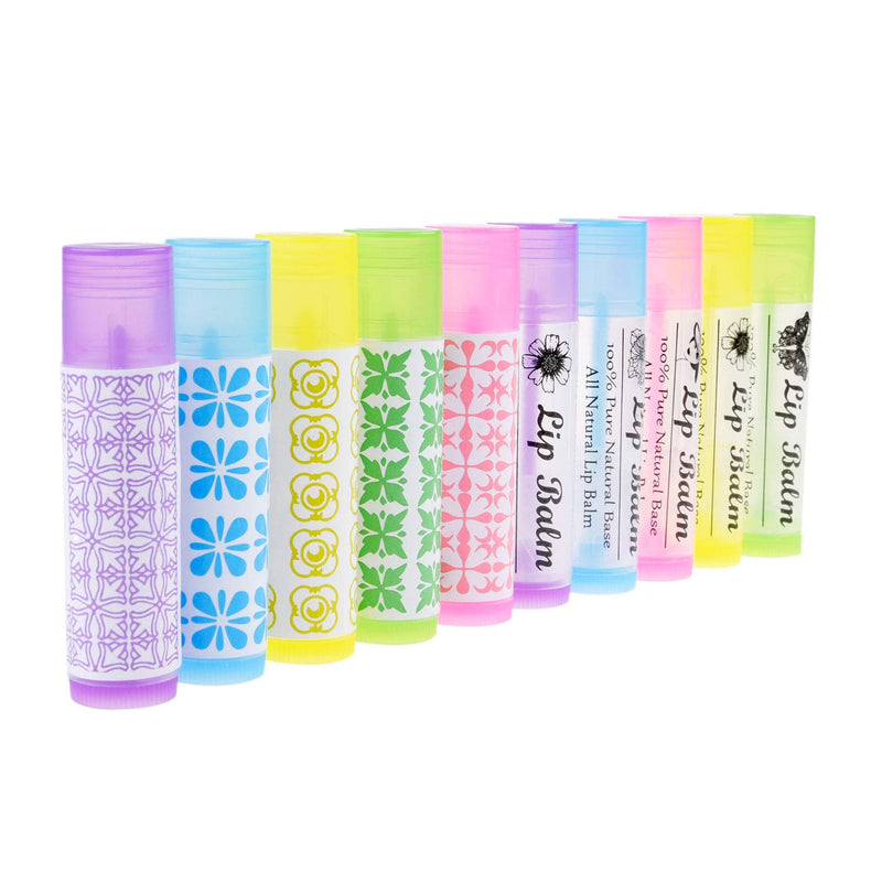 Lip Balm Crafting Kit - Easy Lip Balm Filling Tray and Spatula - 50 Empty Lip Balm Tubes with Caps (10x5 colors) - 3/16 Oz (5.5 ml) - 50 Writeable and 50 Printed Stickers - M - BeesActive Australia