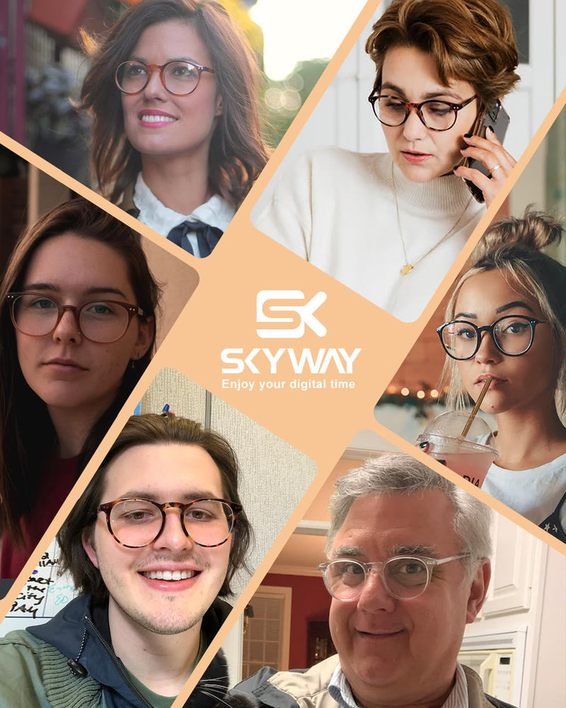 SKYWAY 5 Pack Blue Light Blocking Reading Glasses with Spring Hinges, Computer Gaming Readers Women Men Lightweight Anti Glare, Non-Prescription Glasses (+1.50, Round) Mix Color-round 1.5 x - BeesActive Australia