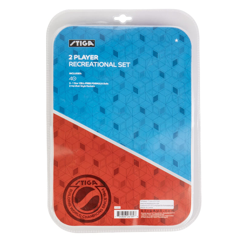 STIGA Classic 2 Player Ping Pong Set - 2 Table Tennis Rackets, 3 - 1 Star White Balls Included - BeesActive Australia