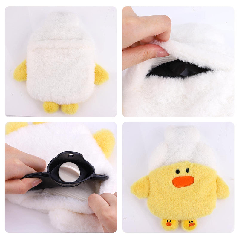 Hot Water Bottle 400ml Water Bag with Cute Fleece Cover for Cosy Nights Back Neck Waist Legs Bed Warm (Duck) Duck - BeesActive Australia