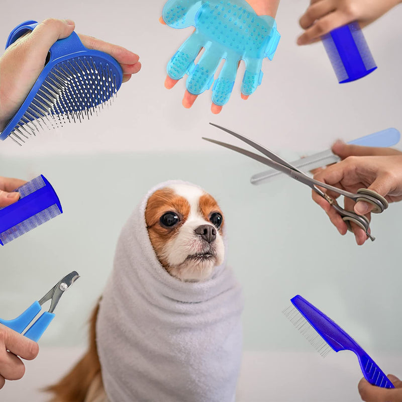 7 Pieces Rabbit Grooming Kit with Rabbit Grooming Brush, Small Animal Nail Clippers and Trimmers,Hand Brushes with Adjustable Hand Strap for Small Rabbit,Hamster, Bunny, Guinea Pig(Blue) Blue - BeesActive Australia