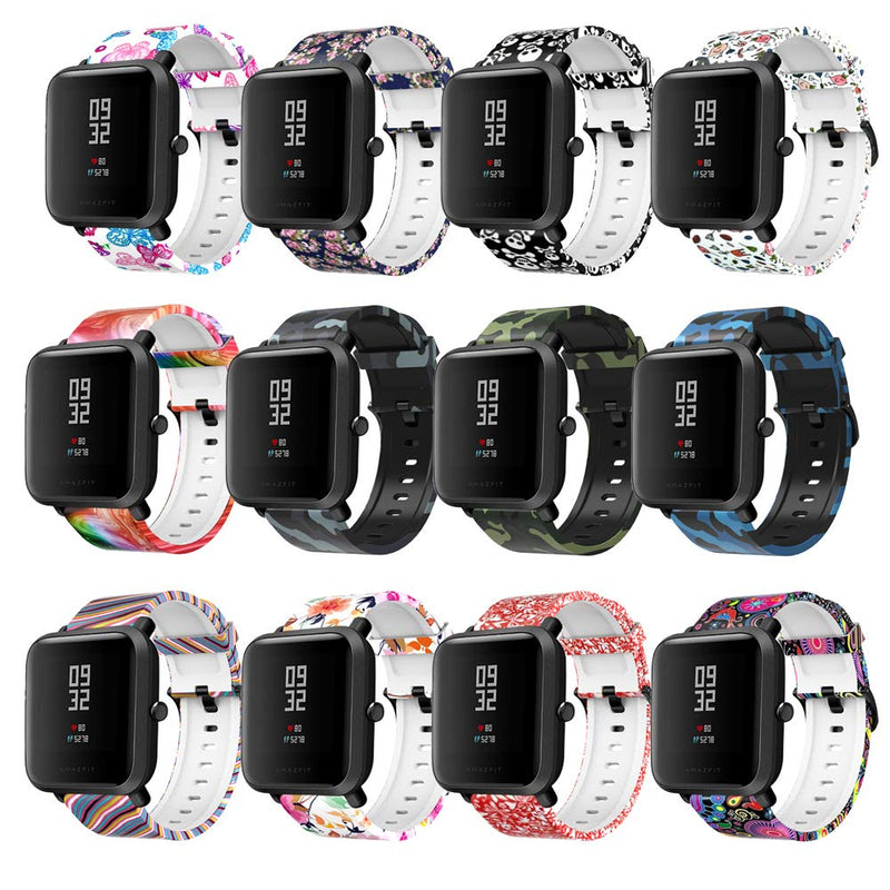 Pattern Bands Compatible with Amazfit Bip U pro/Bip S lite/GTS 3/GTS 2/GTS 2e/GTS 2Mini Watch Replacement 20mm Pattern Band Silicone Bracelet Sport Strap Wristbands for GTR 42mm (Rattan, Starry Sky, Peacock) Rattan, Starry Sky, Peacock - BeesActive Australia