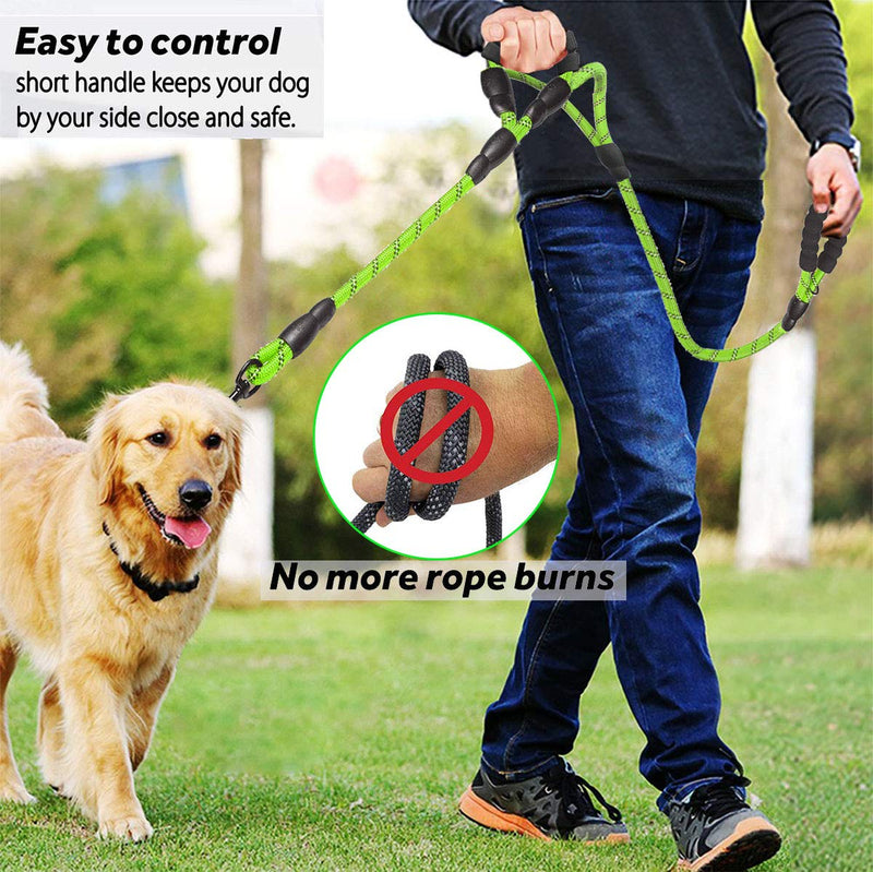 JSXD Dog Leash,5FT Heavy Duty Double Handle Dog Leash with Comfortable Padded and Reflective,Rope Dog Leashes for Small,Medium,Large Dogs Rope-Green - BeesActive Australia