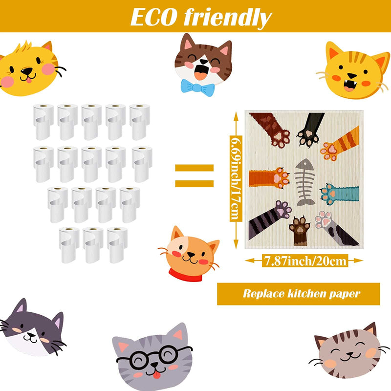 6 Pieces Cat Sweedish Dishcloth Dish Towels Durable Swedish Cleaning Cloths Absorbent and Fast Dry Kitchen Towels Cats Cleaning Cloths for Kitchen Bathroom Office Wedding Housewarming - BeesActive Australia