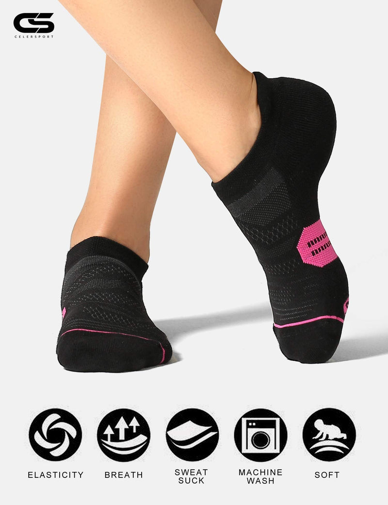 6 Pack Women's Ankle Running Socks Cushioned Low Cut Tab Athletic Socks Black Mixed Small - BeesActive Australia