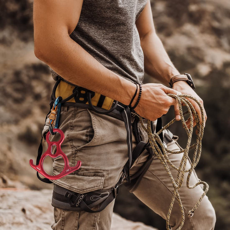 NewDoar 50KN 11000 LBF Rescue Figure,8 Descender Large Bent-Ear Belaying and Rappelling Gear Belay Device for Rock Climbing, Aerial Dance,Ziplining and Peak Rescue 7075 Aluminum Alloy red - BeesActive Australia