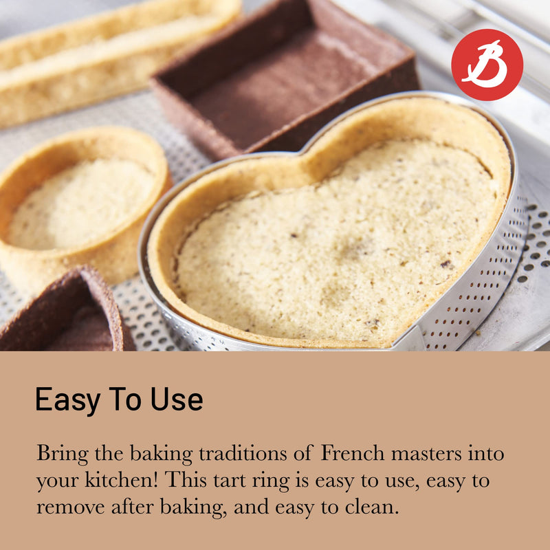 de Buyer Perforated Rectangular Tart Ring - 11” x 4.3” x 0.8” - Perfect for Baking Beautifully Crisp Tarts - Easy to Use & Clean - Made in France 11" x 4.3" Silver - BeesActive Australia