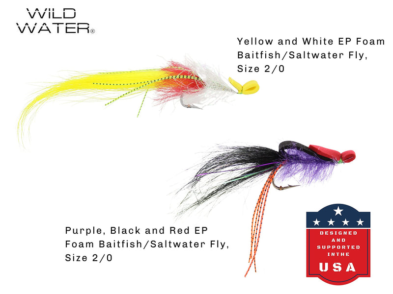 Wild Water Fly Fishing EP Top Water Baitfish Assortment, 12 Flies with Wild Water's 6 Section Fly Box - BeesActive Australia