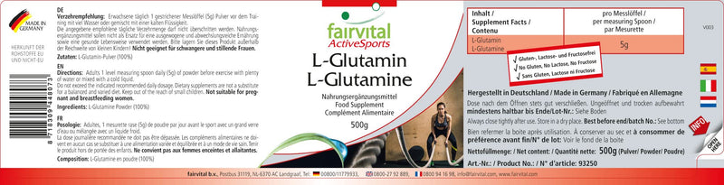 L-glutamine Powder - for 3 Months - Vegan - HIGH Dosage - 500g - Amino Acid Without additives - BeesActive Australia