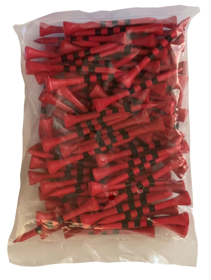 Golf Tees Etc. 2 3/4" & 3 1/4" Wooden Golf Tees with Precision Height Stripes - Pack of 100 (Red/Black or White/Black) 2 3/4" Red/Black Stripes - BeesActive Australia