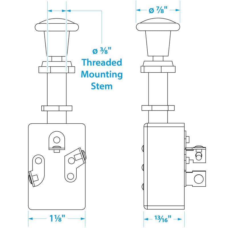 [AUSTRALIA] - SEACHOICE 11911 Heavy Duty 3-Position Push-Pull Switch 