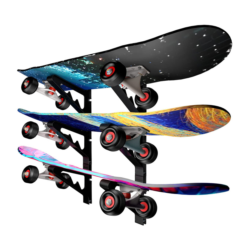 MIND&ACTION Skateboard Wall Mount Rack Board Display Wall Holder,Adjustable Storage Layers Space Saving Design,Versatile Wall Rack for Longboards Scooters Snowboards Skis 1 Board - BeesActive Australia