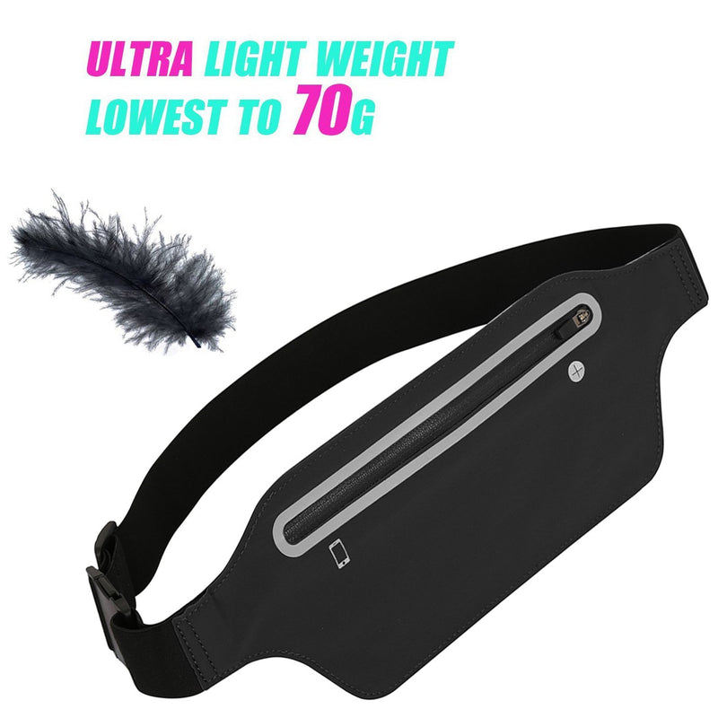 [AUSTRALIA] - Fanny Packs for Women, Waterproof Fanny Pack for Men, Adjustable Running Belt Waist Pack Slim Expandable Pocket Belt Black, iPhone Running Holder Cell Phone Elastic Waist Pouch Bag for Samsung/LG/GYM 