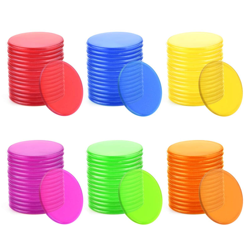 Coopay 300 Pieces Transparent Color Counters Plastic Math Counters Game Counting Bingo Chips Plastic Markers - BeesActive Australia