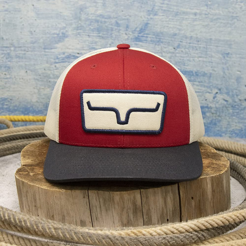 Kimes Ranch Unisex The Cutter Horns Logo Patch Mesh-Back Ball Cap Red - BeesActive Australia