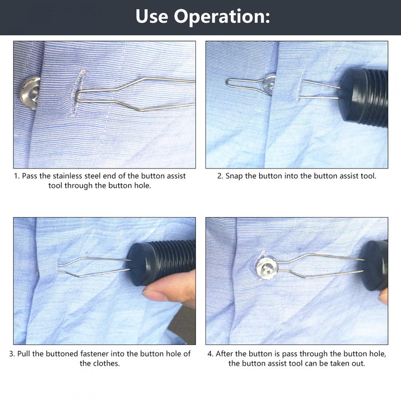 Butonn Hook Helper,Butto Assist for Disable,Stainless Steel Butto Zipper Hook,Buttoning Aid - BeesActive Australia