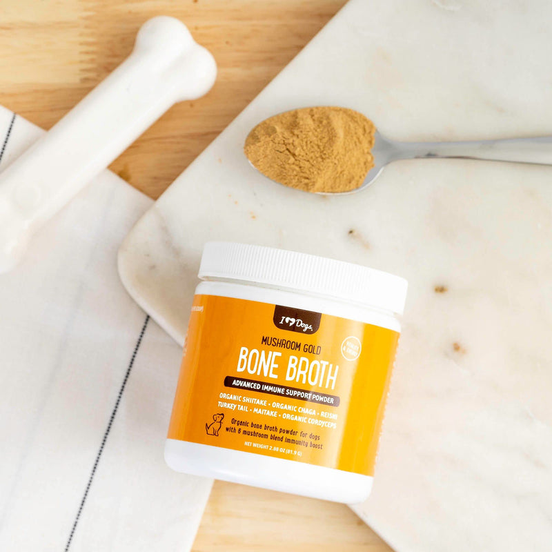 iHeartDogs Bone Broth for Dogs - Bone Broth & Mushroom Gold Powder Supplement for Immune System Support, Improved Mobility & Flexibility and Natural Detox - Turkey Tail Mushroom for Dogs - BeesActive Australia