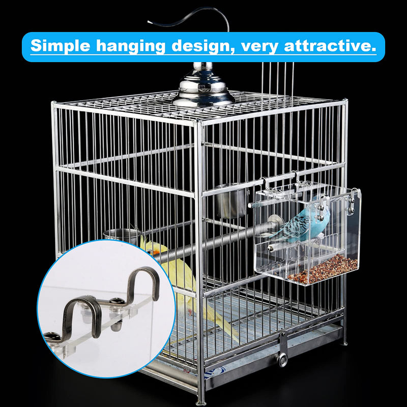Bird Feeder for Cage Acrylic Automatic Seed Container Parrot Food Holder No Mess Bird Feeder Animal Cage Water Food Holder for Parrot Parakeets Small-5.1 Inch x 5.1 Inch - BeesActive Australia