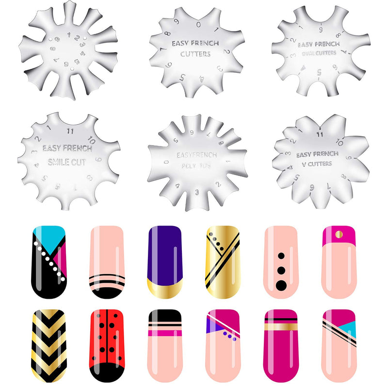 6 Pieces Nail Manicure Edge Trimmer French Smile Line Cutter and 15 Pieces Nail Art Brush UV Gel Nail Brush Nail Art Painting Drawing Brush Pens for Nail Design and Nail Painting (Black) Black - BeesActive Australia