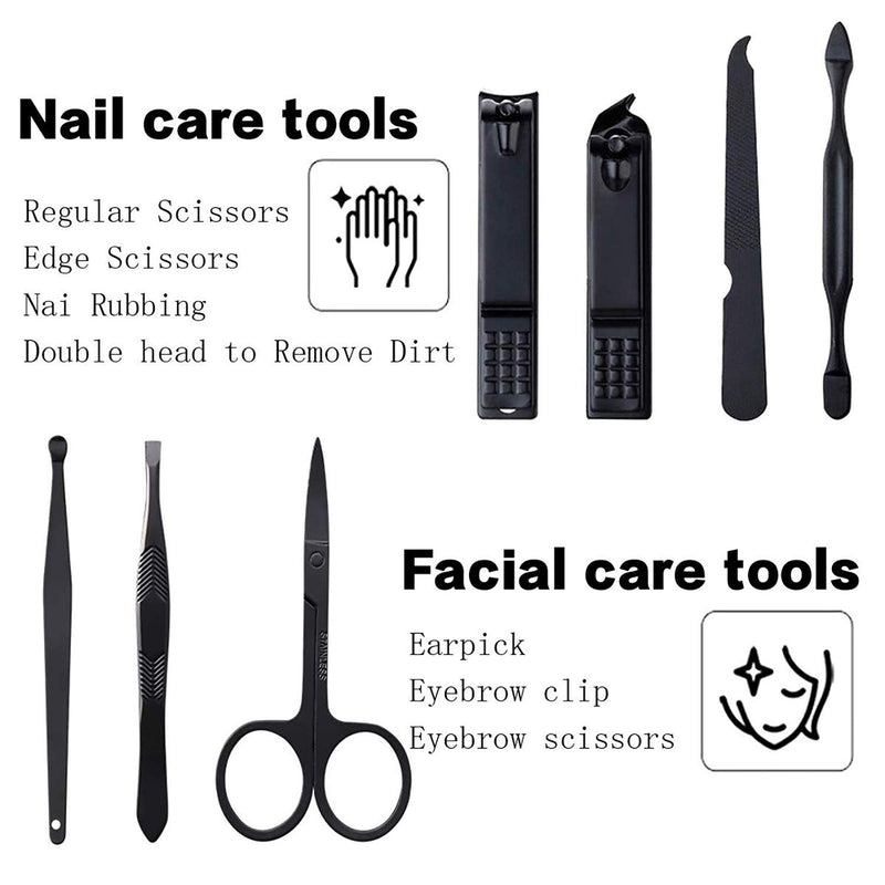 Manicure Set Pedicure Kit Professional 19 Pcs Nail Clipper for Men & Women Stainless Steel Sharp Cutter Grooming Nose Hair Scissors…Black Fingernails & Toenails with Portable Case (Red_7 pieces) Red_7 pieces - BeesActive Australia