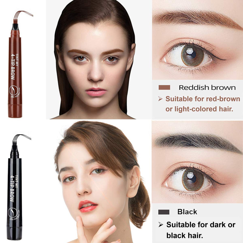 3PCS Dark Brown Eyebrow Pen - Waterproof Microblading Eyebrow Pen,Long Lasting,Easily Create Natural Eyebrow Makeup - BeesActive Australia